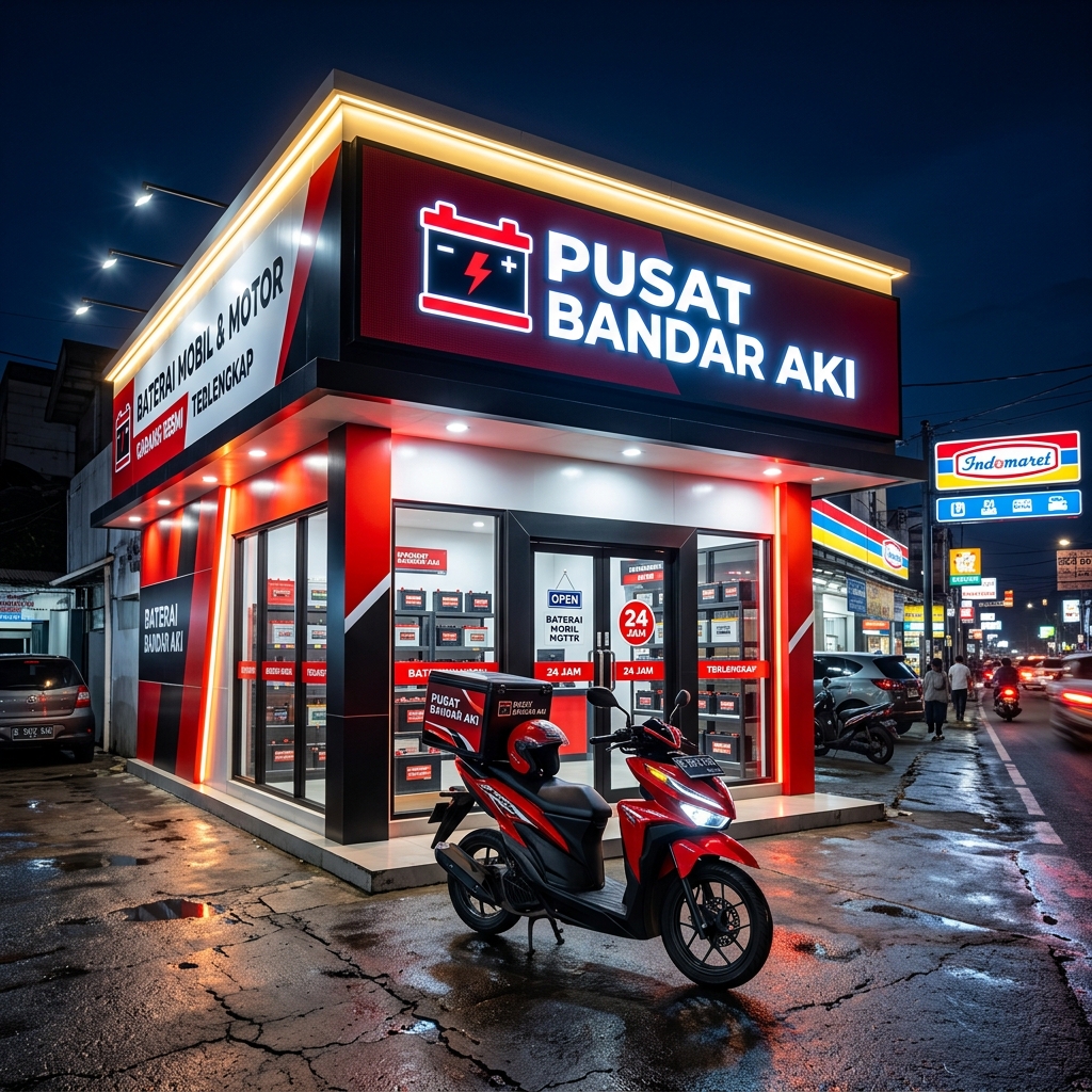Eksterior Toko Aki Malam Hari