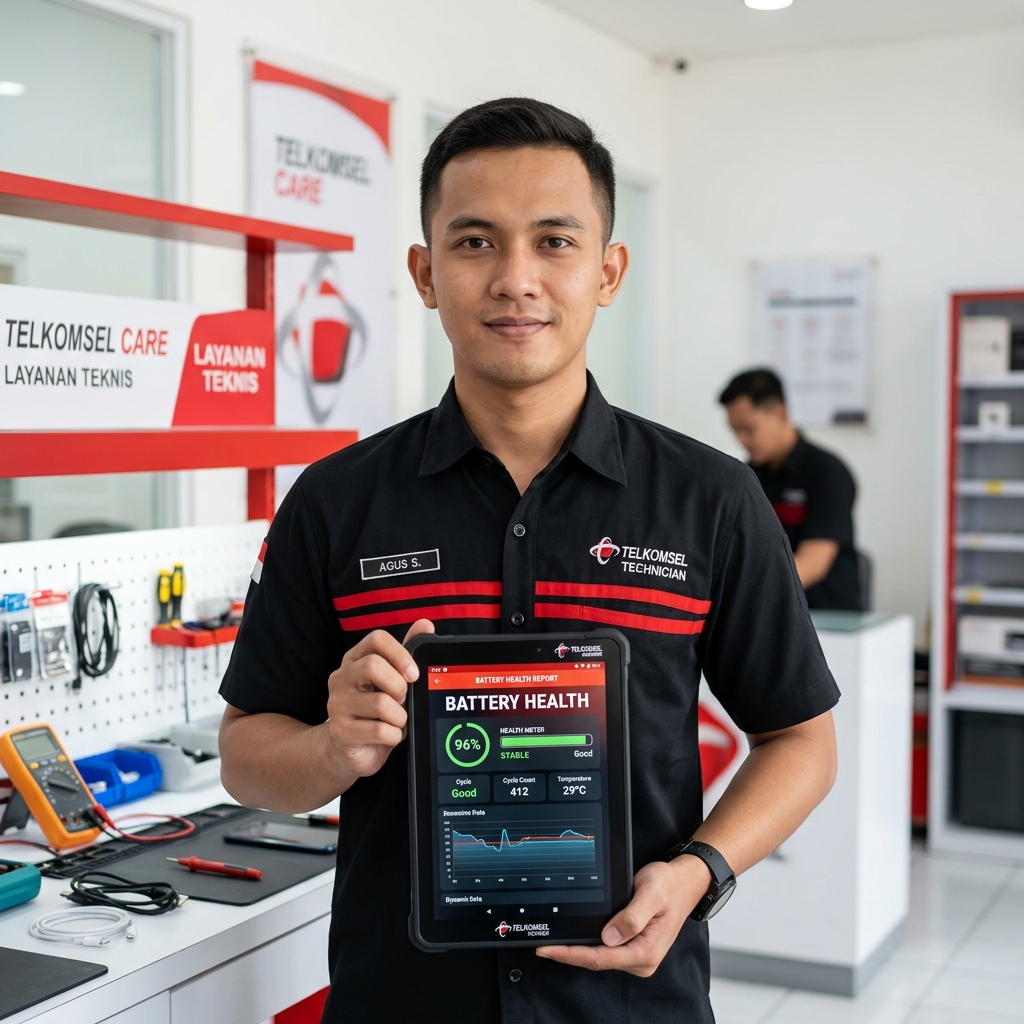 Teknisi Menggunakan Tablet Digital
